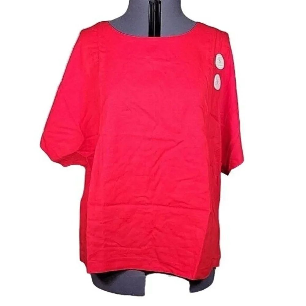 NWOT Truth + Style Mixed Media Top with Button Detail Sz XL